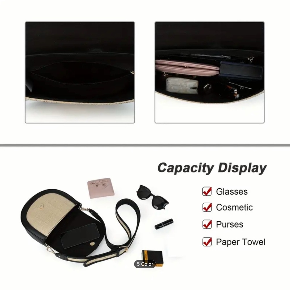 Elegant Black and Cream Women's Crossbody Bag - Picture 5 of 5